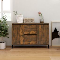 Berkfield Home Sideboard Smoked Oak 104x35x70 cm Engineered Wood in Brown - Size: 104 x 35 x 70 cm - thumbnail 1