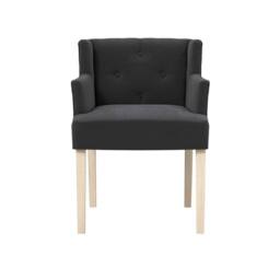 Lemon Pavilion Furniture Shay Winged Indoor Chair with Arms - Linen Blend/Rubber Wood in Black - thumbnail 2