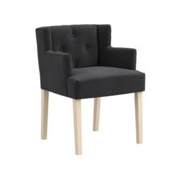 Lemon Pavilion Furniture Shay Winged Indoor Chair with Arms - Linen Blend/Rubber Wood in Black
