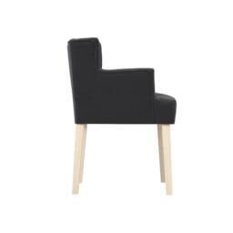 Lemon Pavilion Furniture Shay Winged Indoor Chair with Arms - Linen Blend/Rubber Wood in Black - thumbnail 3