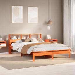 Berkfield Home Bookcase Bed without Mattress Wax Brown 120x200 cm Solid Wood Pine - Size: Small Double - thumbnail 2