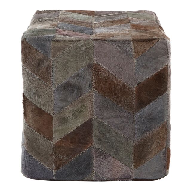 Orsina Safira Grey Leather Chevron Pouffe - image 1