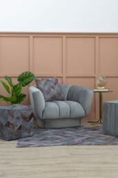 Orsina Safira Grey Leather Chevron Pouffe - thumbnail 3