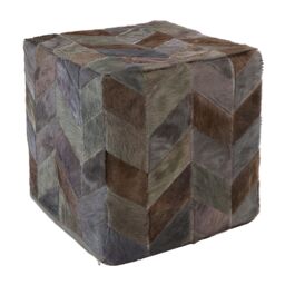 Orsina Safira Grey Leather Chevron Pouffe - thumbnail 4