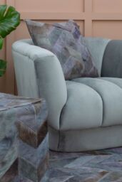 Orsina Safira Grey Leather Chevron Pouffe - thumbnail 2