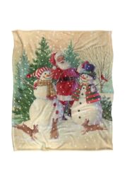 JQ Licensing Lc Santa & Snowmen Christmas Friends Silky Touch Super Soft Throw Blanket 152 X 127 cm in White - thumbnail 1