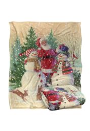 JQ Licensing Lc Santa & Snowmen Christmas Friends Silky Touch Super Soft Throw Blanket 152 X 127 cm in White - thumbnail 2