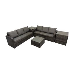Fimous Rattan Garden Outdoor Furniture Set with 2 Side Tables in Dark Grey - thumbnail 2
