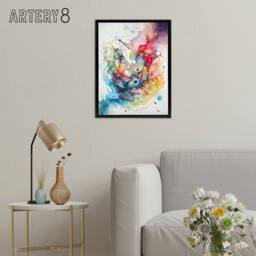 "Artery8 Colourful Abstract Watercolour Shapes Framed Canvas Wall Art Print - Size: W12"" x H16""" - thumbnail 3