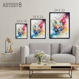 "Artery8 Colourful Abstract Watercolour Shapes Framed Canvas Wall Art Print - Size: W12"" x H16""" - thumbnail 4