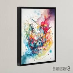 "Artery8 Colourful Abstract Watercolour Shapes Framed Canvas Wall Art Print - Size: W12"" x H16""" - thumbnail 2