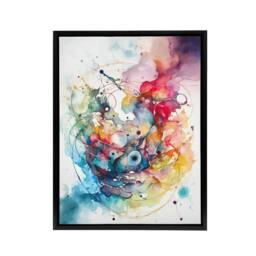 "Artery8 Colourful Abstract Watercolour Shapes Framed Canvas Wall Art Print - Size: W12"" x H16""" - thumbnail 1