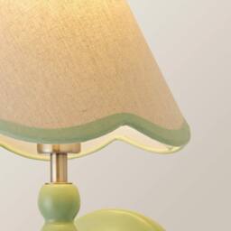 ValueLights Bobbins Pair of Green Wall Lights & Linen Pastel Trim Lamp Shades in Pale Green - thumbnail 5