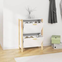 Berkfield Home Shoe Cabinet White 57.5x33x80 cm Engineered Wood - thumbnail 2