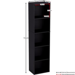Home Discount Vida Designs Oxford 5 Tier Cube Bookcase Space-saving Storage in Black - thumbnail 7