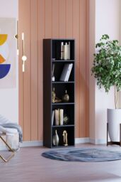 Home Discount Vida Designs Oxford 5 Tier Cube Bookcase Space-saving Storage in Black - thumbnail 1