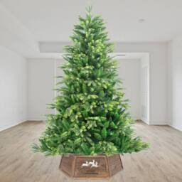 Shatchi 31.5inch Christmas Tree Skirt Foldable Wooden Box Xmas Tree Stand Base Cover Tree Collar Trunk Basket Ring for Tree Decorations - thumbnail 3