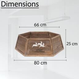 Shatchi 31.5inch Christmas Tree Skirt Foldable Wooden Box Xmas Tree Stand Base Cover Tree Collar Trunk Basket Ring for Tree Decorations - thumbnail 4