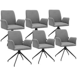 tectake Swivel Chair Daya Set Of 6 - Anthracite in Dark Grey - Size: 6 Pack - thumbnail 1