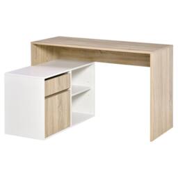 Wyld Haus Kavi 120cm Oak Effect & White L Shaped Desk with Drawer & Shelving - thumbnail 2