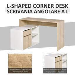 Wyld Haus Kavi 120cm Oak Effect & White L Shaped Desk with Drawer & Shelving - thumbnail 5
