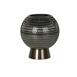 Lighting Collection Battery Powered Glass Lamp Amber Table Lamp in Green - thumbnail 3