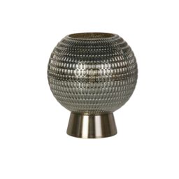 Lighting Collection Battery Powered Glass Lamp Amber Table Lamp in Green - thumbnail 2