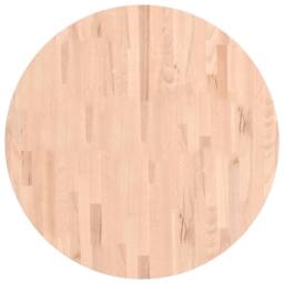 Berkfield Home Table Top Ã˜80x4 cm Round Solid Wood Beech in Natural - Size: 80x4 cm - thumbnail 3