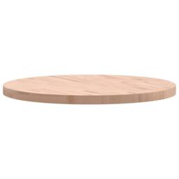 Berkfield Home Table Top Ã˜80x4 cm Round Solid Wood Beech in Natural - Size: 80x4 cm - thumbnail 5
