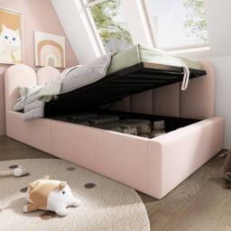 Rolipo Pink Velvet Daybed 3FT Single Ottoman Storage Bed 90x190cm - Size: 90x190 cm - thumbnail 8