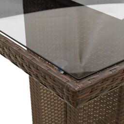 Berkfield Home Garden Table with Glass Top Brown 240x90x75 cm Poly Rattan - Size: 240 x 90 x 75 cm - thumbnail 9