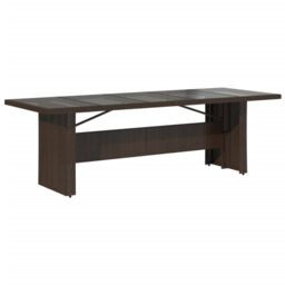 Berkfield Home Garden Table with Glass Top Brown 240x90x75 cm Poly Rattan - Size: 240 x 90 x 75 cm - thumbnail 6