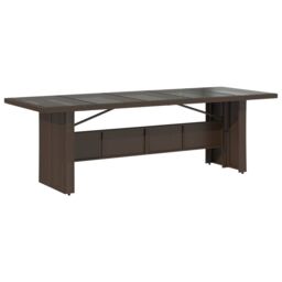 Berkfield Home Garden Table with Glass Top Brown 240x90x75 cm Poly Rattan - Size: 240 x 90 x 75 cm - thumbnail 2