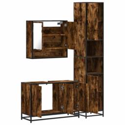 Berkfield Home 3 Piece Bathroom Furniture Set Smoked Oak Engineered Wood in Brown - thumbnail 8