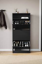Home Discount Vida Designs 3 Drawer Shoe Cabinet with Shelf Space-saving Storage in Black - thumbnail 7