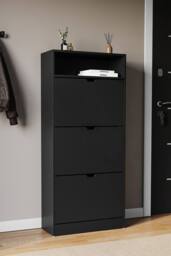 Home Discount Vida Designs 3 Drawer Shoe Cabinet with Shelf Space-saving Storage in Black - thumbnail 1