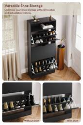 Home Discount Vida Designs 3 Drawer Shoe Cabinet with Shelf Space-saving Storage in Black - thumbnail 3