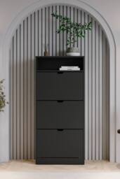 Home Discount Vida Designs 3 Drawer Shoe Cabinet with Shelf Space-saving Storage in Black - thumbnail 8