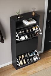 Home Discount Vida Designs 3 Drawer Shoe Cabinet with Shelf Space-saving Storage in Black - thumbnail 6