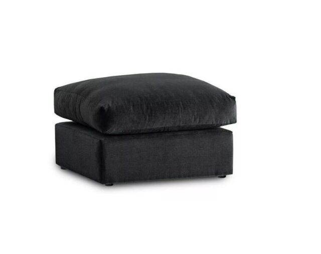 Furniture 786 Plush Fabric Footstool in Black - image 1