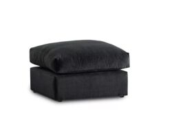 Furniture 786 Plush Fabric Footstool in Black - thumbnail 1