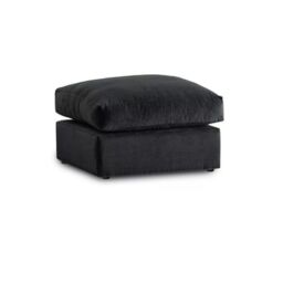 Furniture 786 Plush Fabric Footstool in Black - thumbnail 2