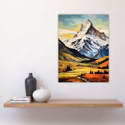 Artery8 Swiss Alps Switzerland Oil Painting Snow Capped Peaks Over Idyllic Alpine Meadow Large Wall Unframed Art Poster Print Thick Paper 18X24 Inch - thumbnail 4