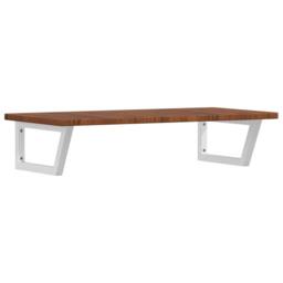 Berkfield Home Basin Shelf Wall Mounted Steel & Solid Wood Oak in Brown - thumbnail 1