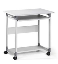 Adjustable Mobile PC Computer Desk Workstation Trolley on Wheels - Grey