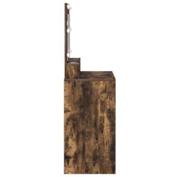 Berkfield Home Vanity Table Smoked Oak Engineered Wood 75.5 x 41 x 135 cm Mirror in Brown - thumbnail 5
