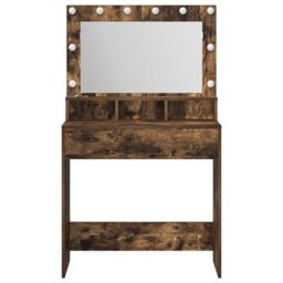 Berkfield Home Vanity Table Smoked Oak Engineered Wood 75.5 x 41 x 135 cm Mirror in Brown - thumbnail 4