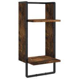 Berkfield Home 4 Piece Wall Shelf Set with Bars Smoked Oak Engineered Wood in Brown - thumbnail 8