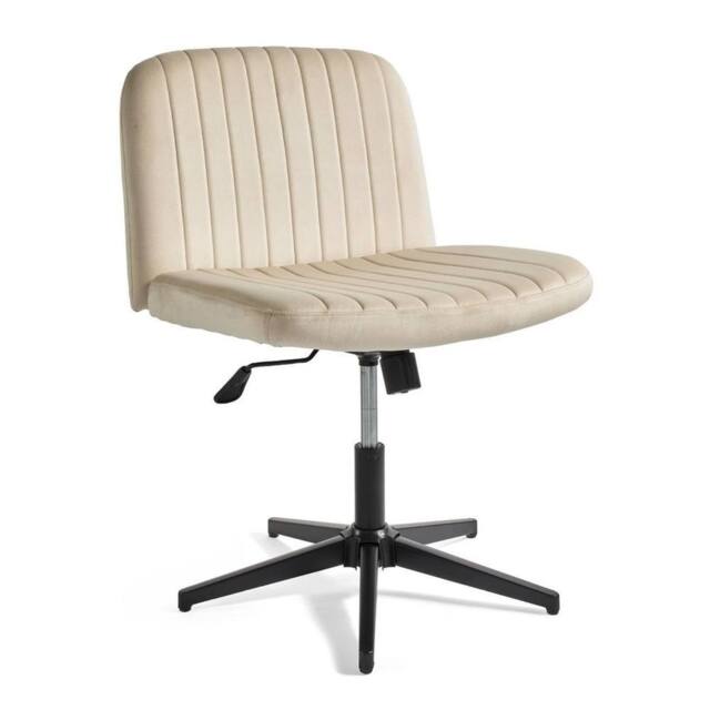 FLAVORA VonHaus Cream Velvet Home Office Desk Chair - Size: 0.6m2 - image 1