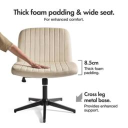 FLAVORA VonHaus Cream Velvet Home Office Desk Chair - Size: 0.6m2 - thumbnail 3